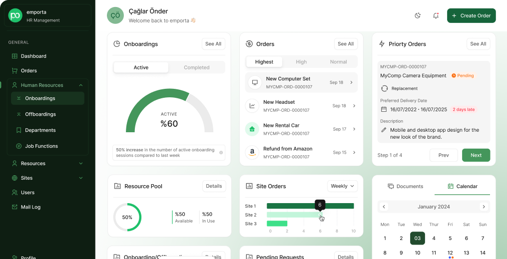 Emporta HR management dashboard